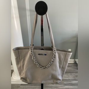 Michael Kors pebbled leather light gray tote